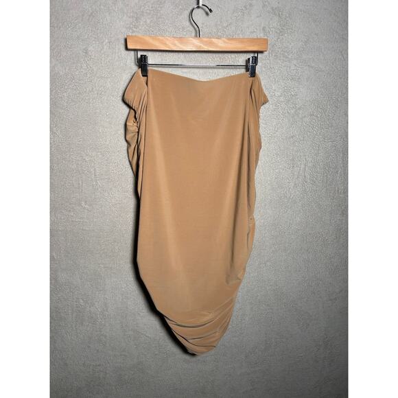 Express Women's Tan Strapless Ruched Bodycon Mini‎ Dress Lined Size XL NWT - Picture 3 of 8